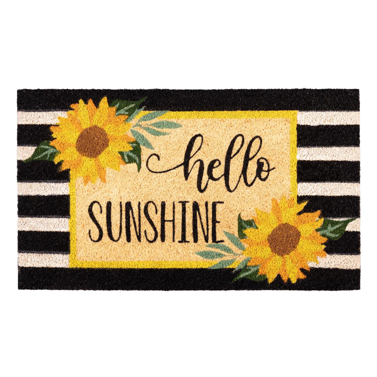 Hello Sunshine Plaid Coir Mat