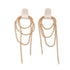 Darla Gold Chain Drop Earring with Cream Leather by Leslie Curtis Jewelry