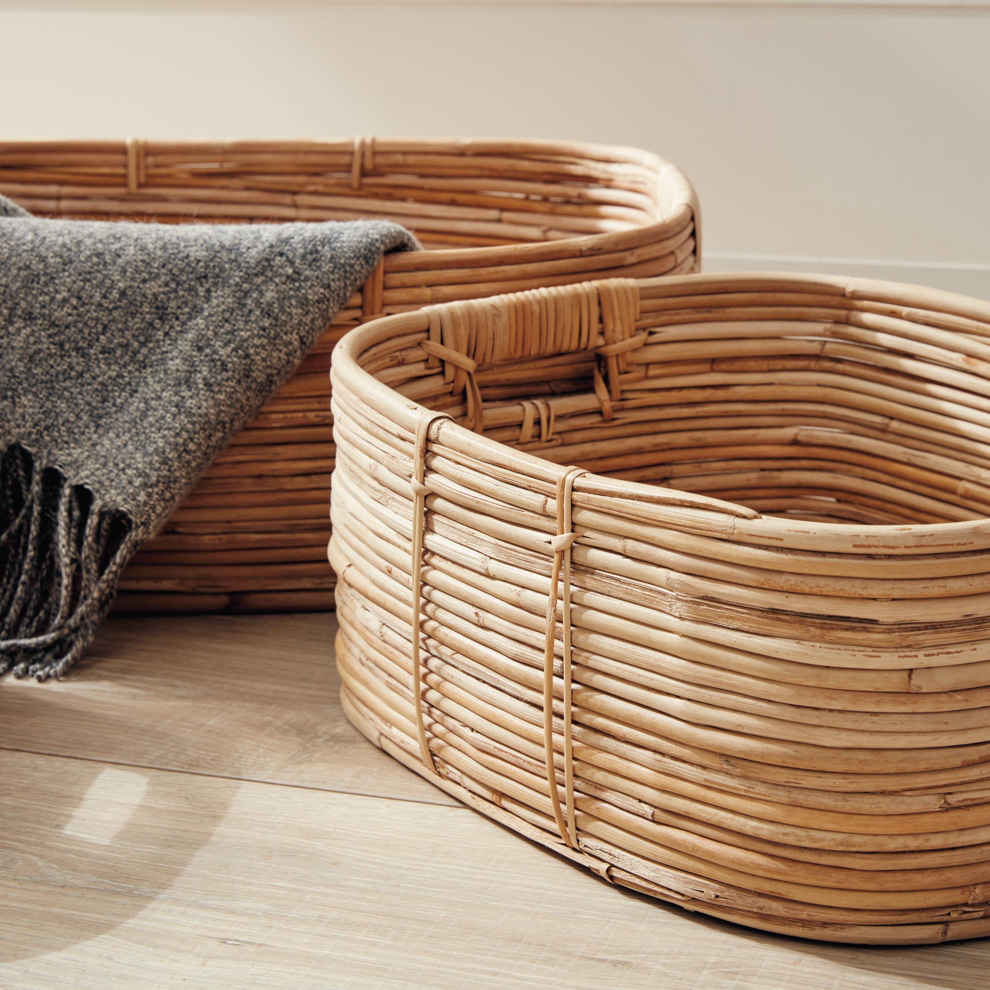 Cane Rattan Rectangular Baskets, Set Of 3 - View 4