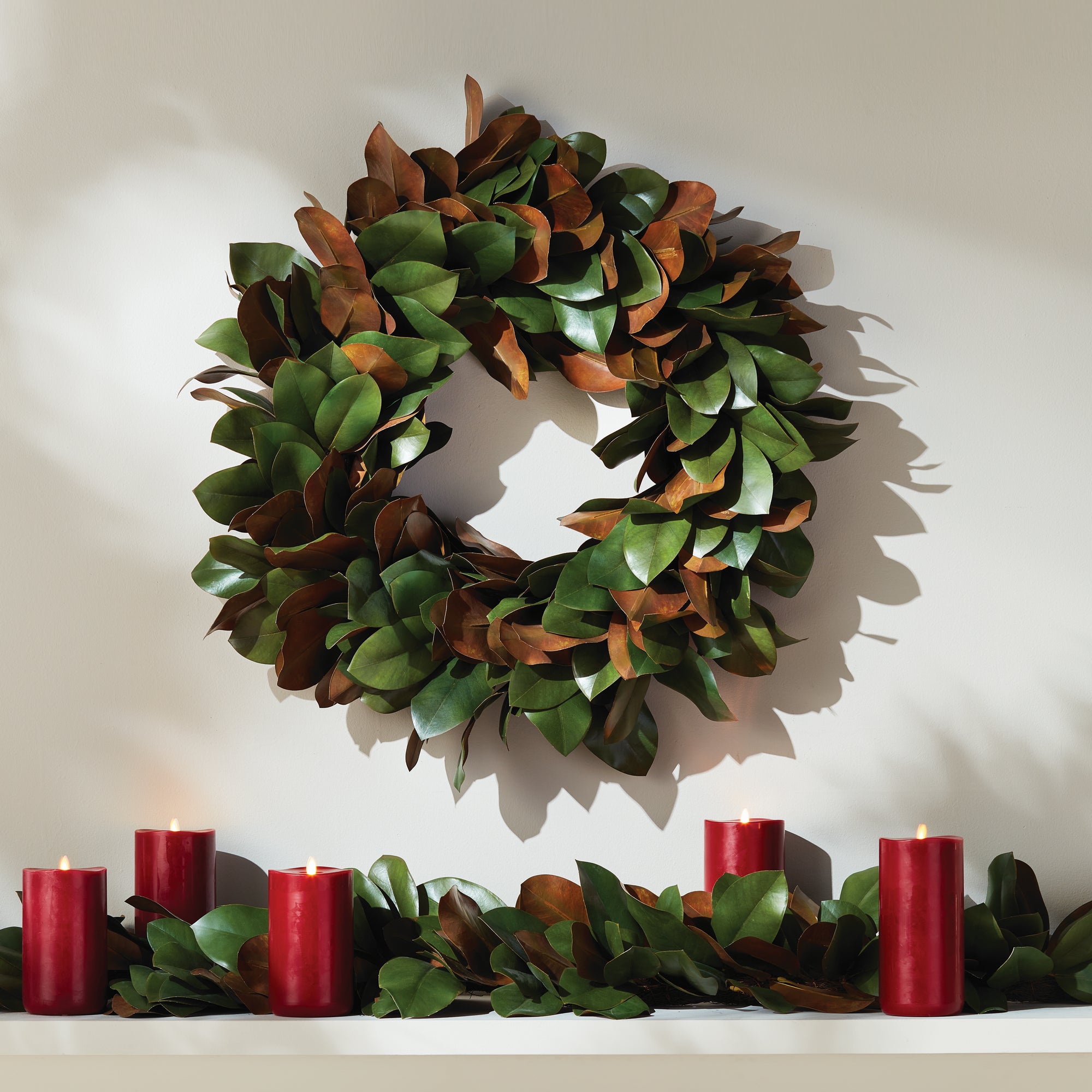 Grand Magnolia Leaf Wreath 24" - View 7