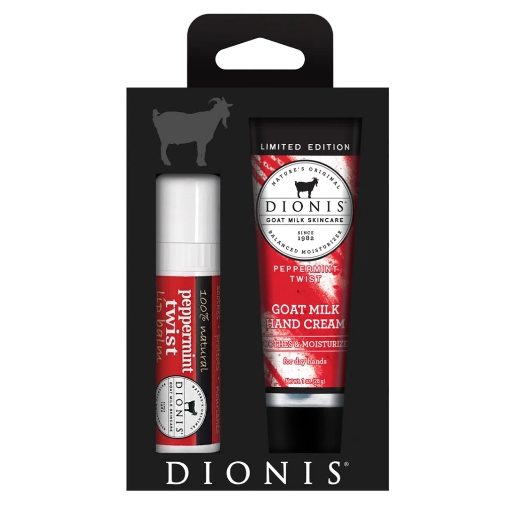 Dionis Goat Milk Hand Cream & Lip Balm Set - Peppermint Twist