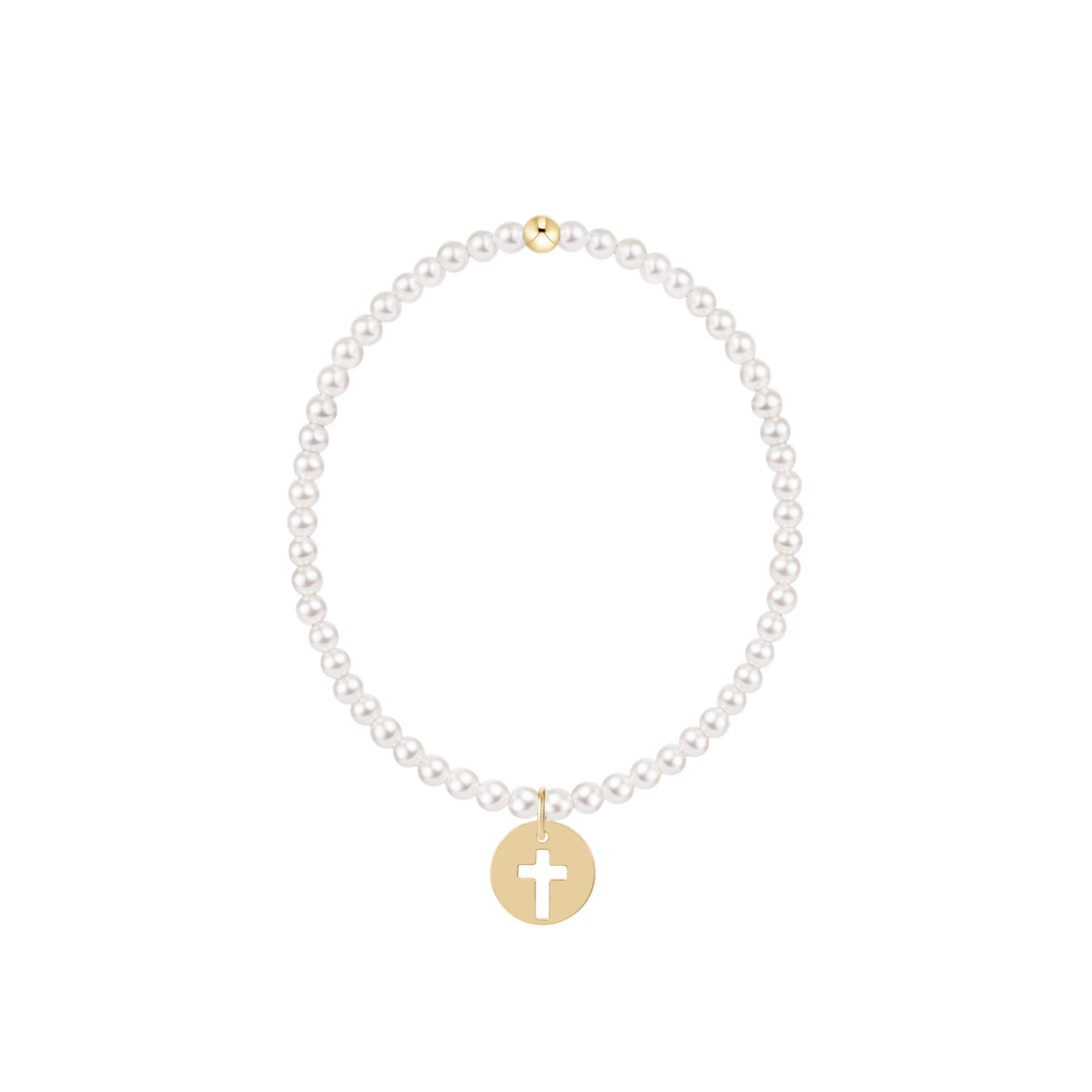 egirl Classic Pearl 3mm Bracelet - Blessed Gold Disc by enewton