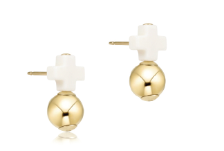 Signature Cross Off-White Stud - Gold by enewton