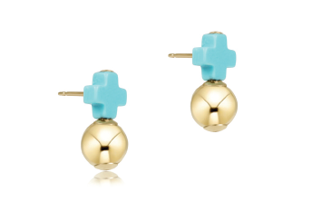 Signature Cross Turquoise Stud - Gold by enewton