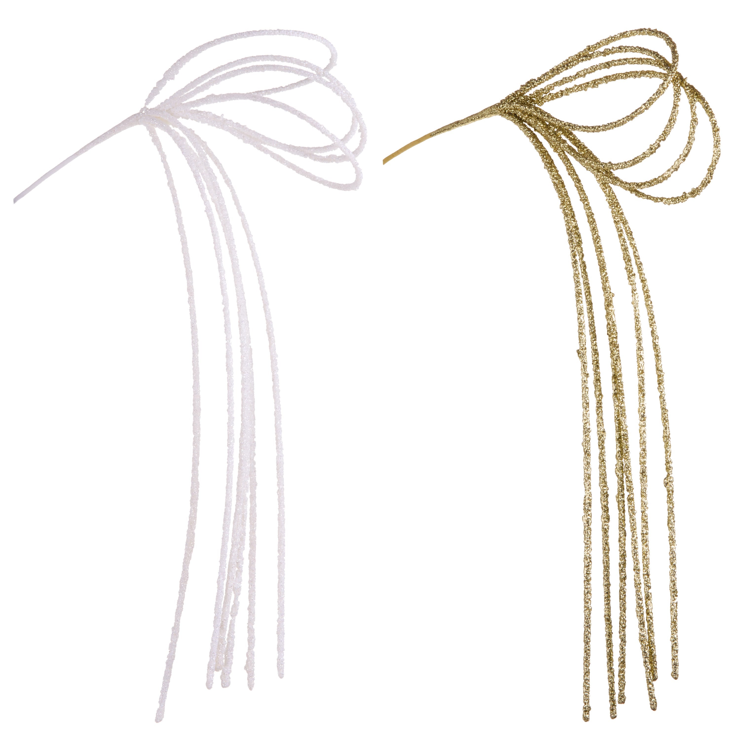 35 inch glittered loop spray shown in white and gold