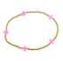 egirl signature cross small gold pattern 2mm bead bracelet - bright pink by enewton