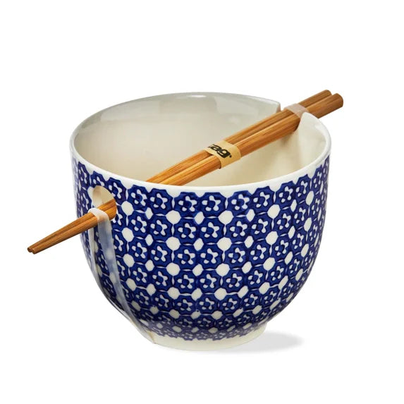 lisbon dot noodle bowl and chopstick set
