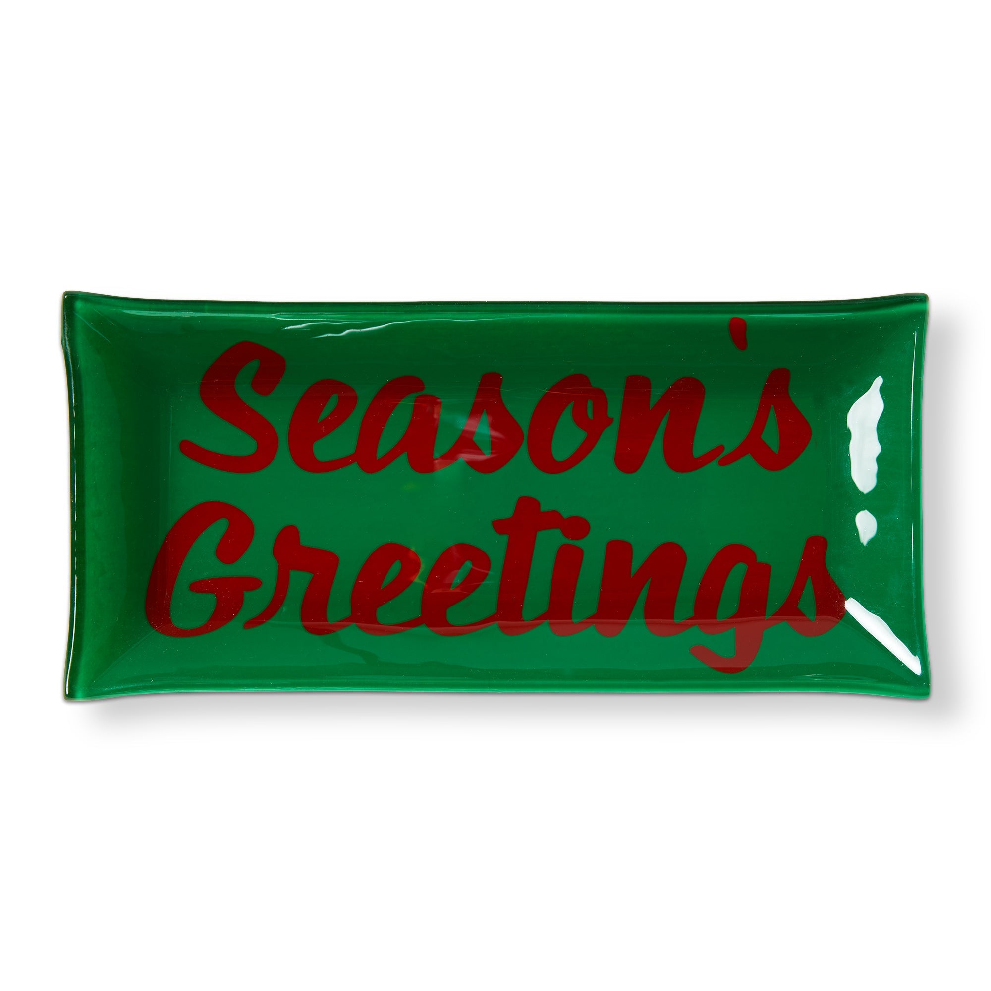 Seasons Greetings Glass Trinket Tray