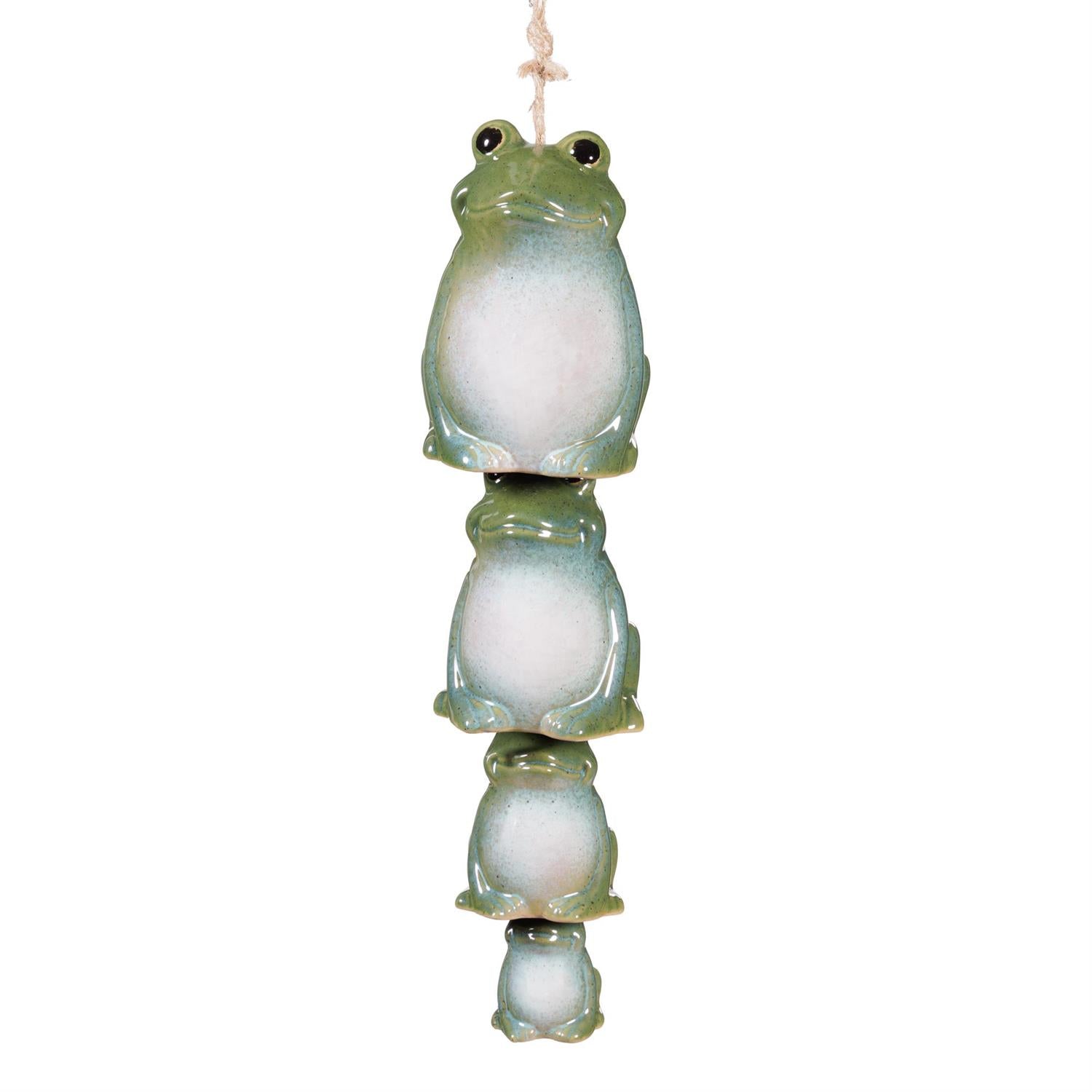 Garden Bell Ceramic Trio Hanging Frogs