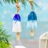 Blue Coastal Garden Bell, Glass, Ombre Blue