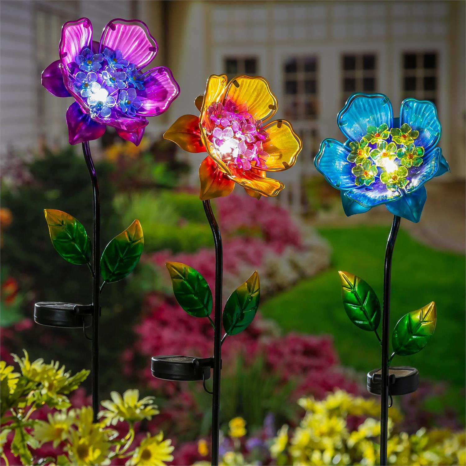Colorful Flower Solar Garden Stakes