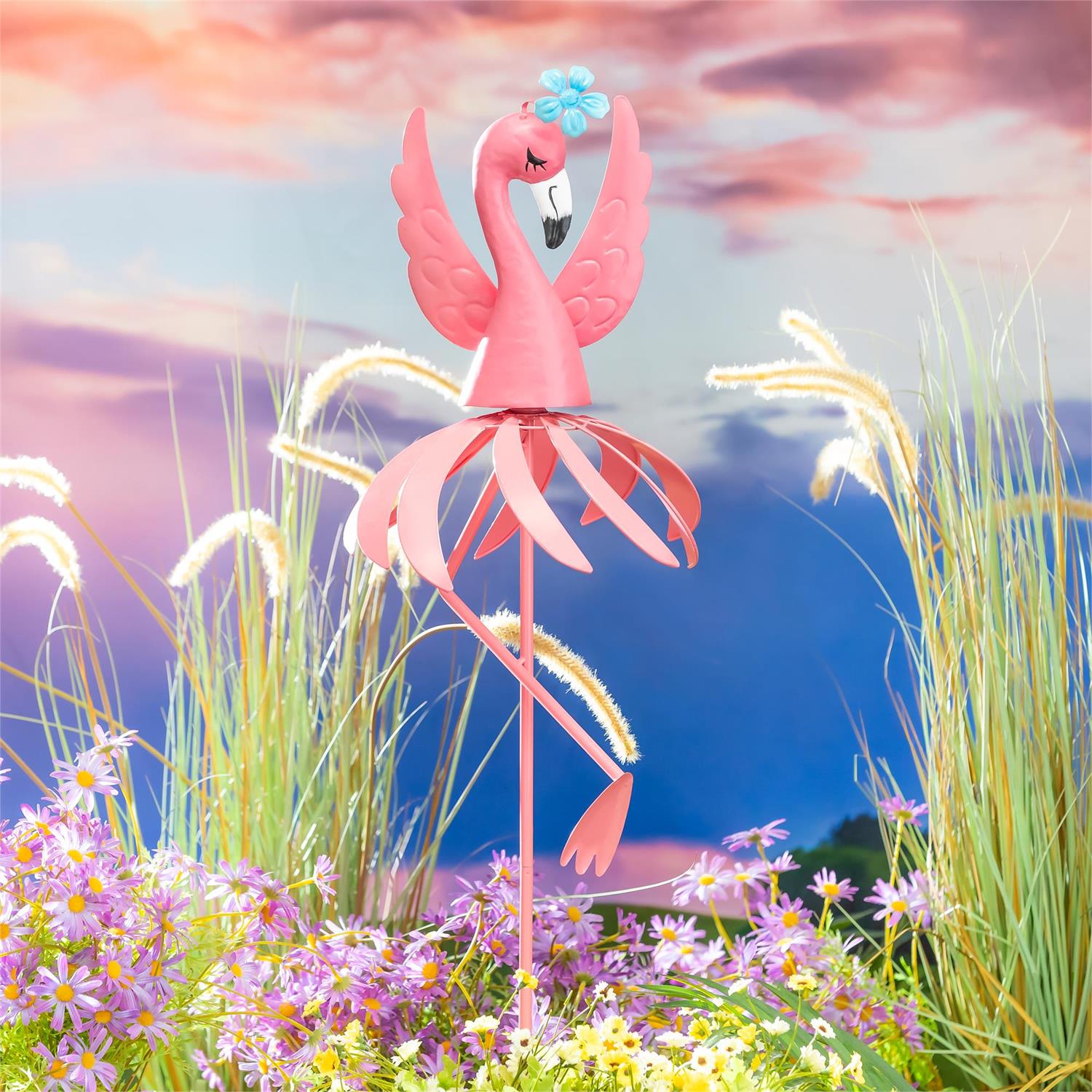 Palm Beach Metal Flamingo Wind Spinner