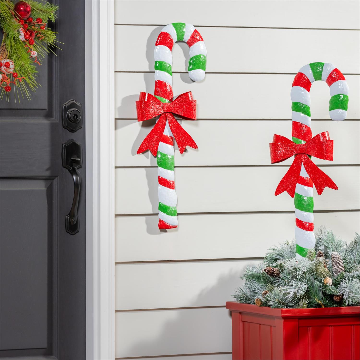 Sugar and Stripes Garden Stake, Metal Candy Cane 35"H