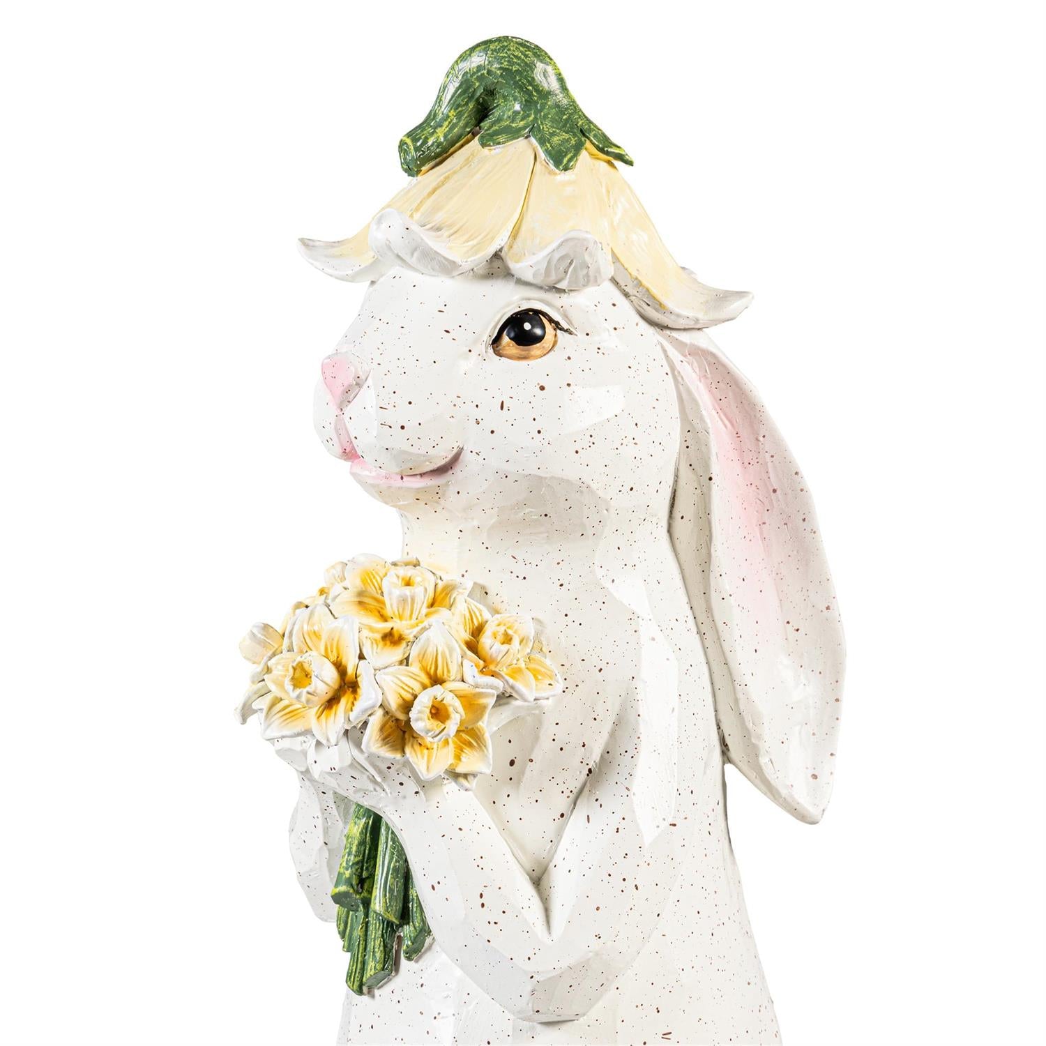 Blossom Bunny Resin Statue, 14.5"H