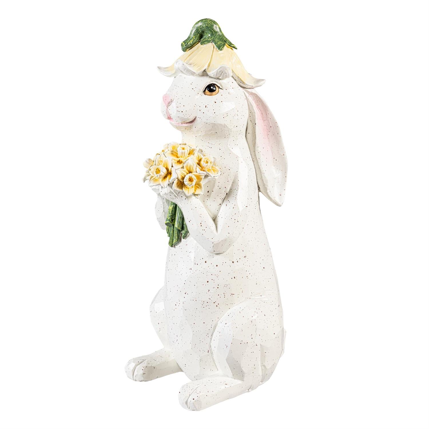Blossom Bunny Resin Statue, 14.5"H