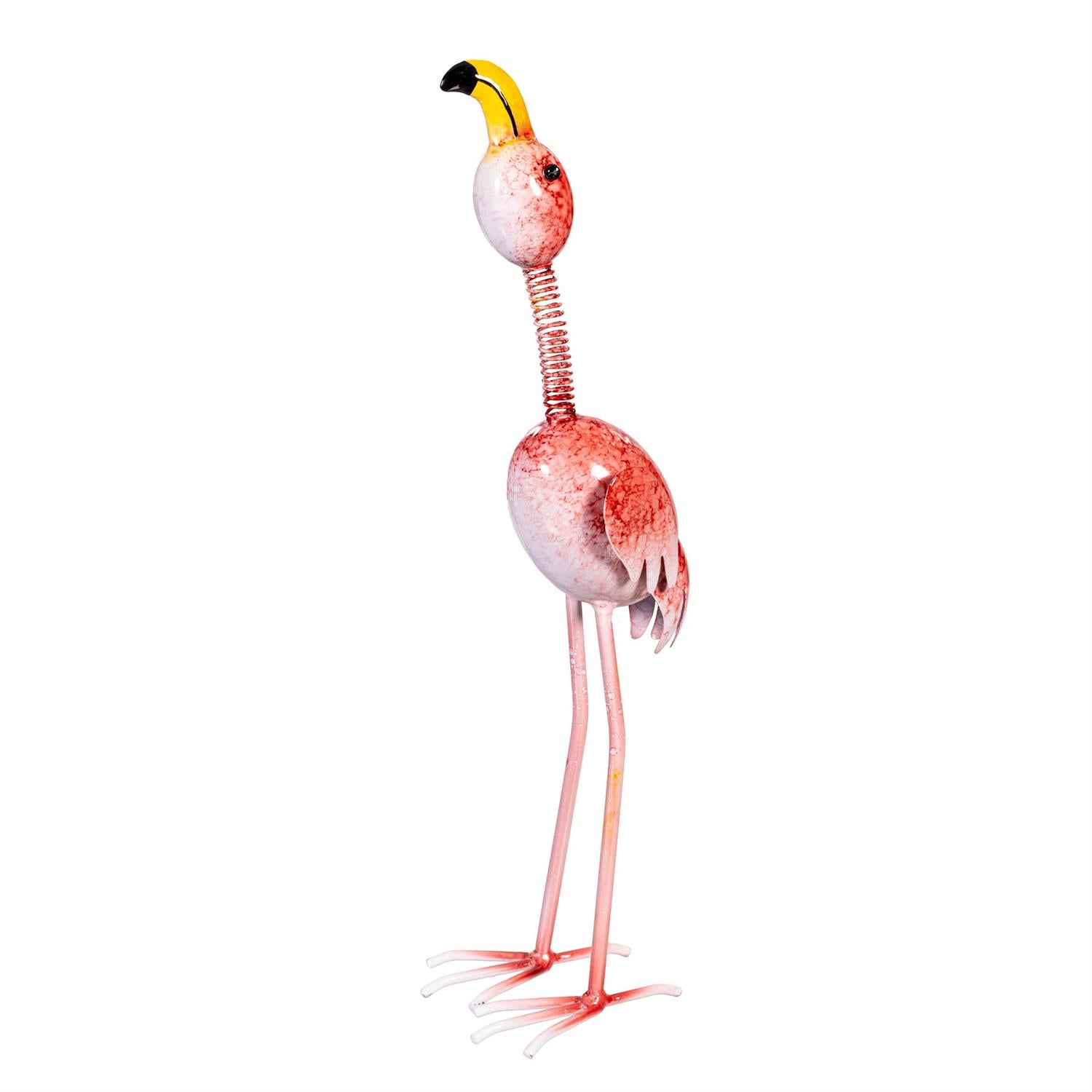 Metal Flamingo Mom Balancer with Wobbly Baby Statue Set