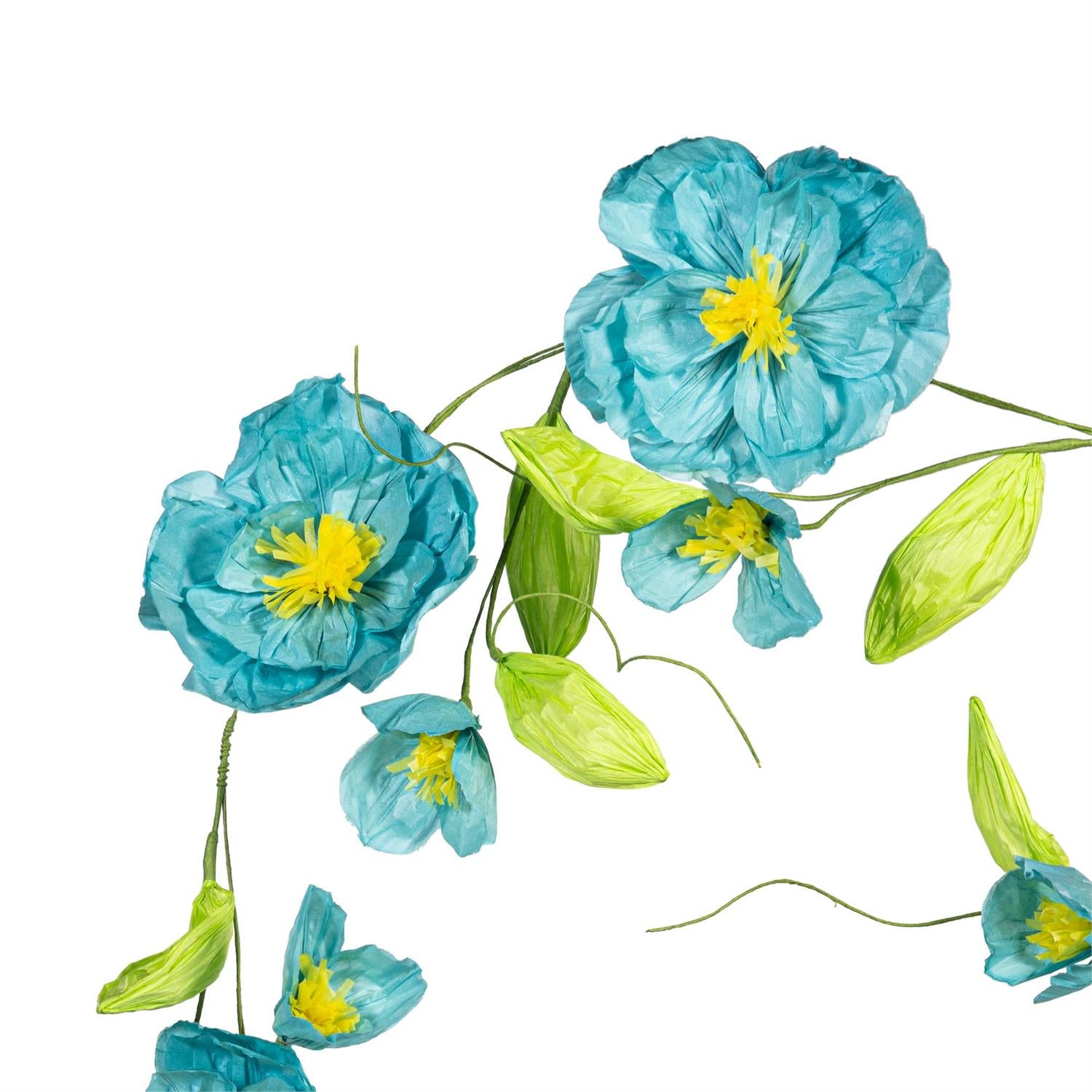 What She Shed Hanging Decor, Blue Flower Paper Garland 65"L