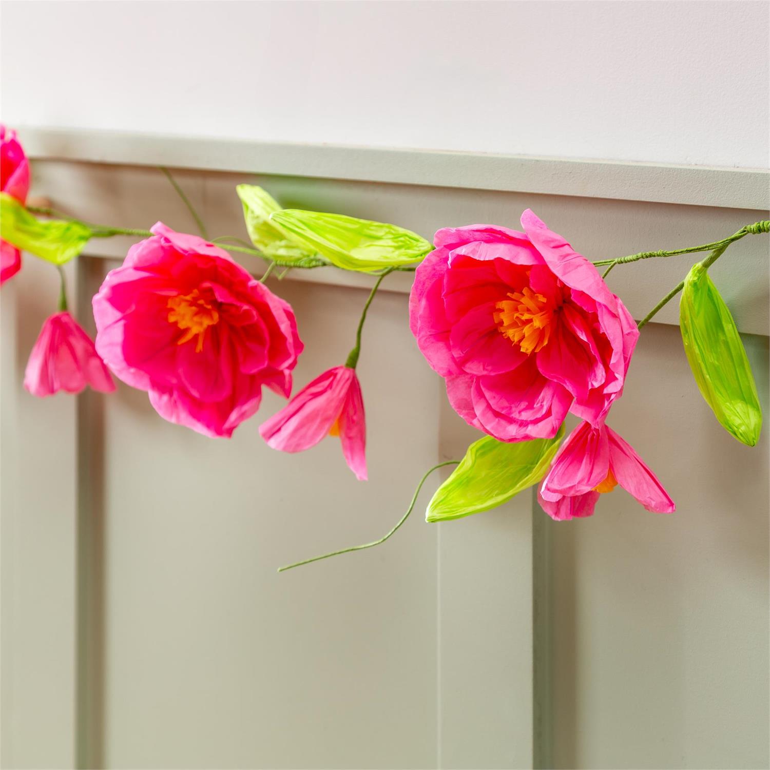 Pink Flower Paper Garland