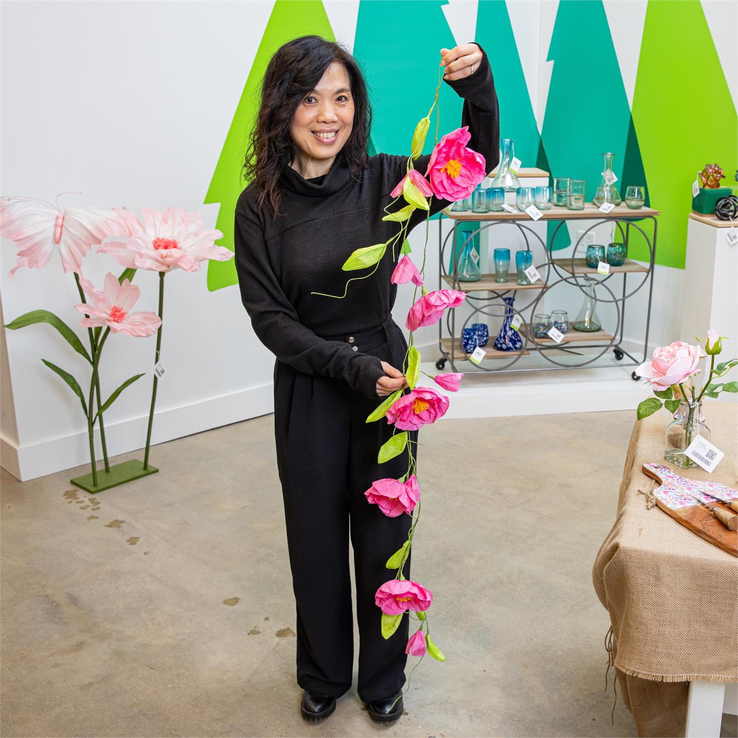 Pink Flower Paper Garland