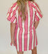 Lucy Pink/Red Stripe Puff Sleeve Dress