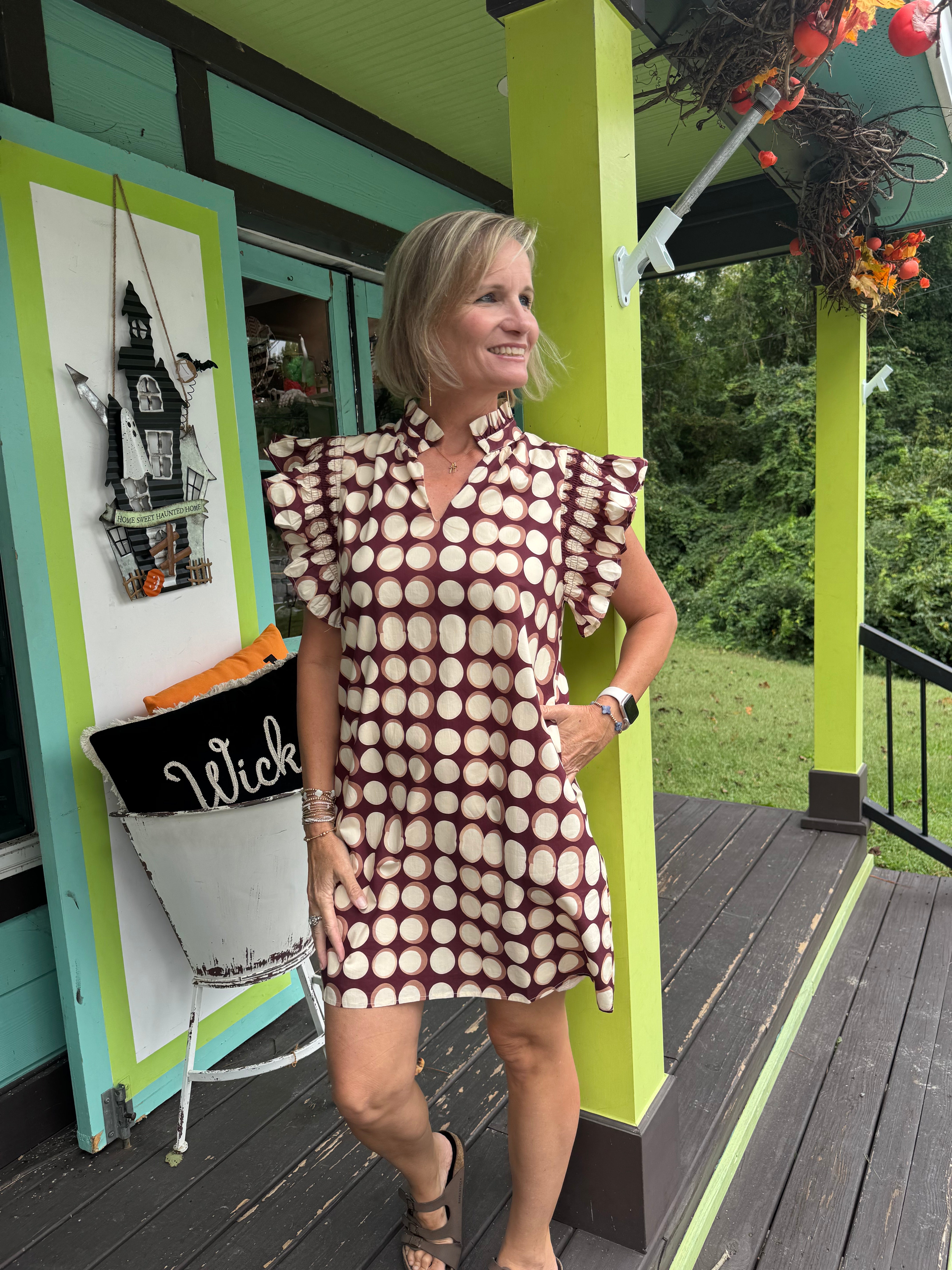 PatsyTHML Polka Dot Dress – Brown
