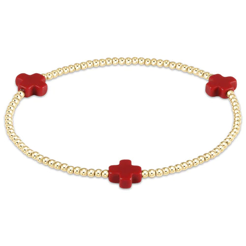 signature cross gold pattern 2mm bead bracelet - red by enewton - A. Dodson's