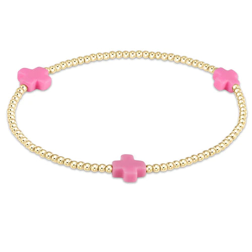signature cross gold pattern 2mm bead bracelet - bright pink by enewton - A. Dodson's