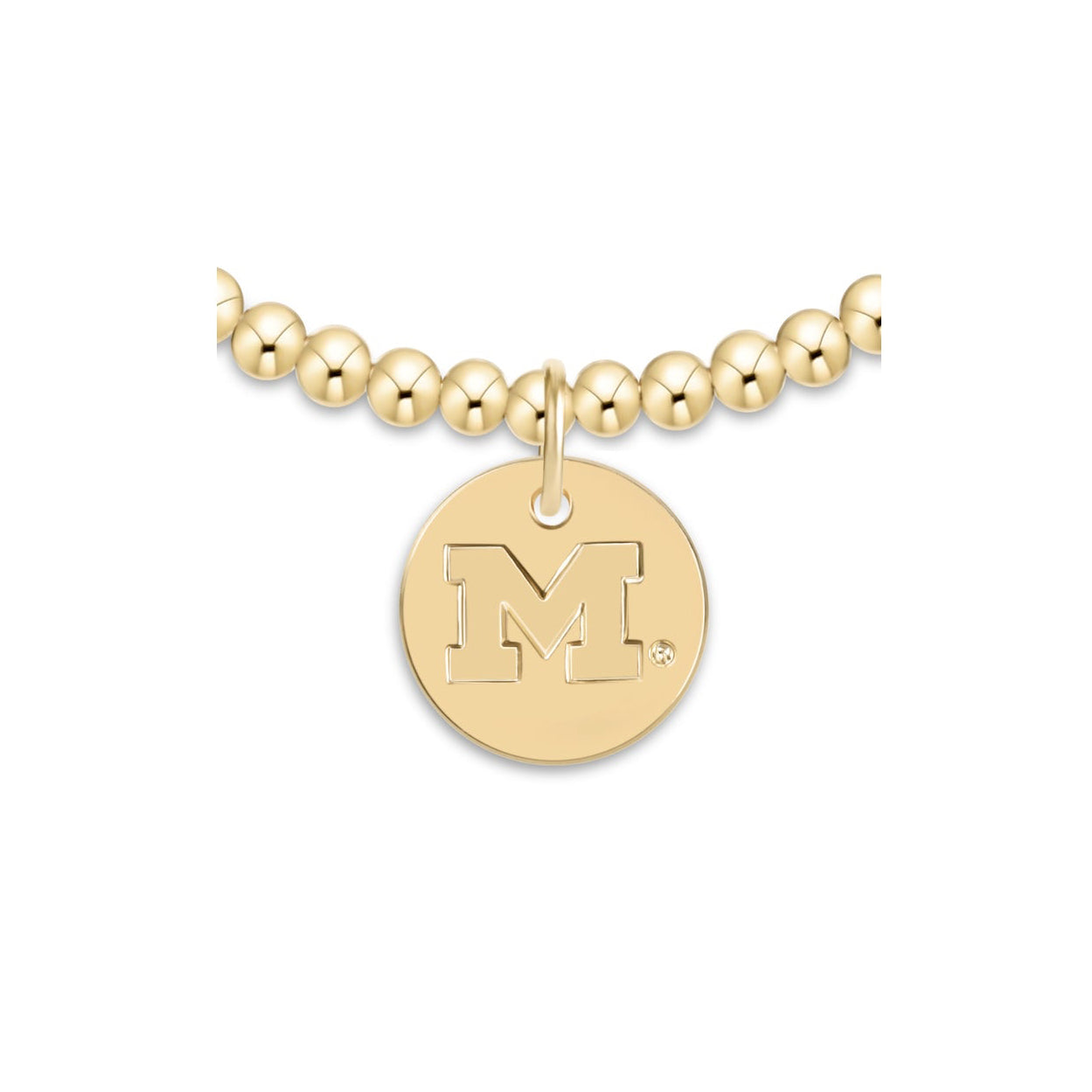 enewton eCollegiate Extends Classic Gold 3mm bracelet with the University of Michigan disc
