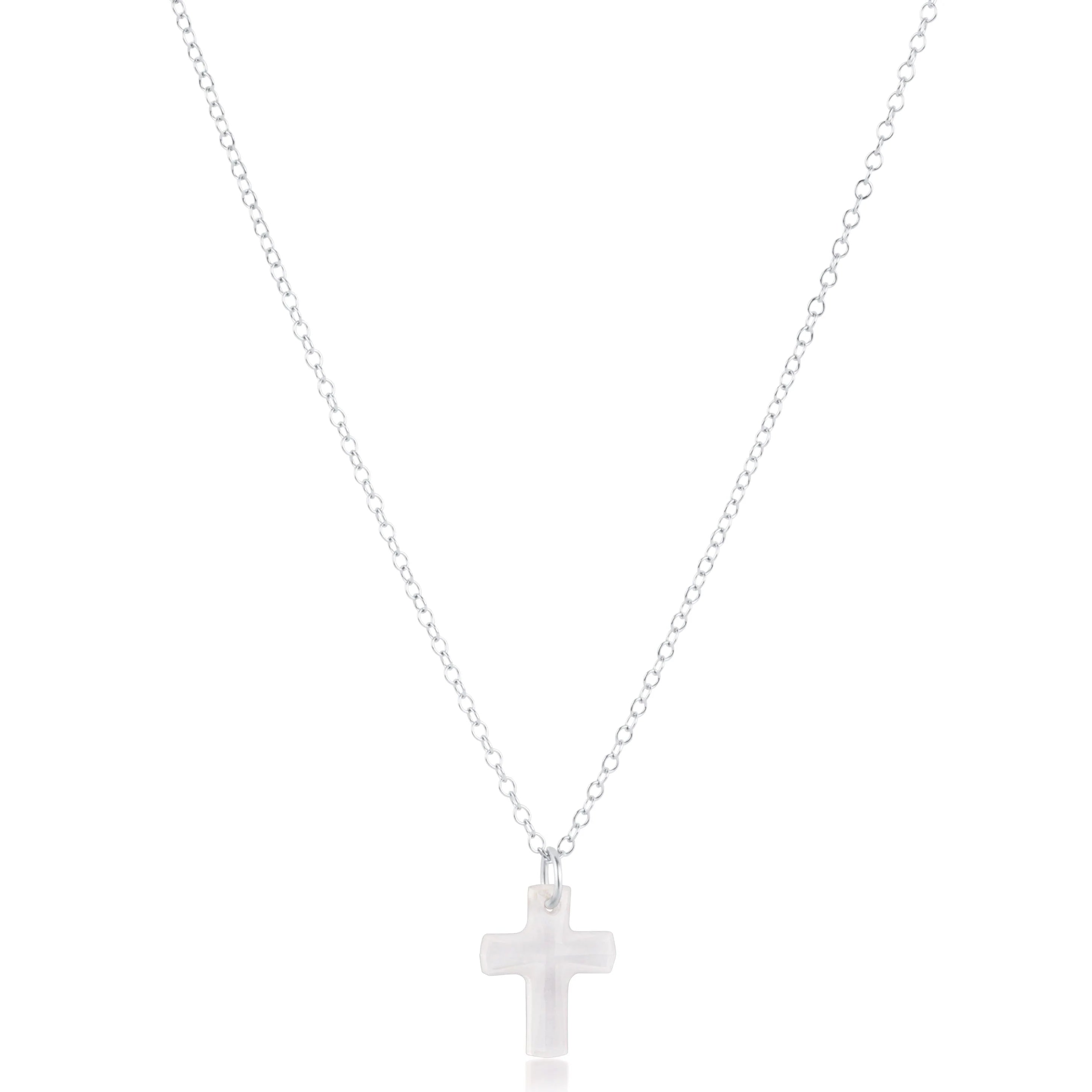 16" necklace sterling - blessed crystal charm