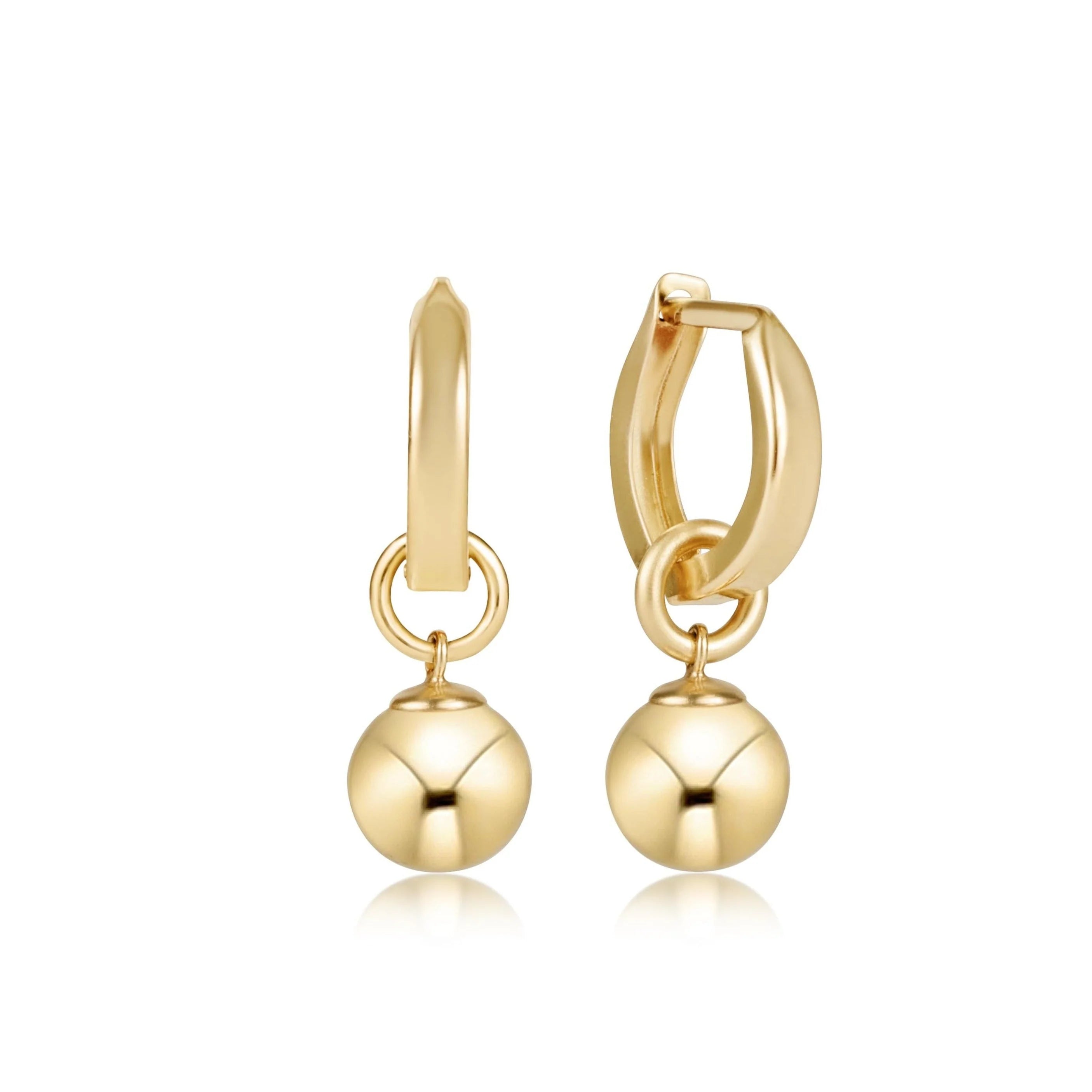 huggie gold 0.5" hoop - classic gold 8mm charm by enewton