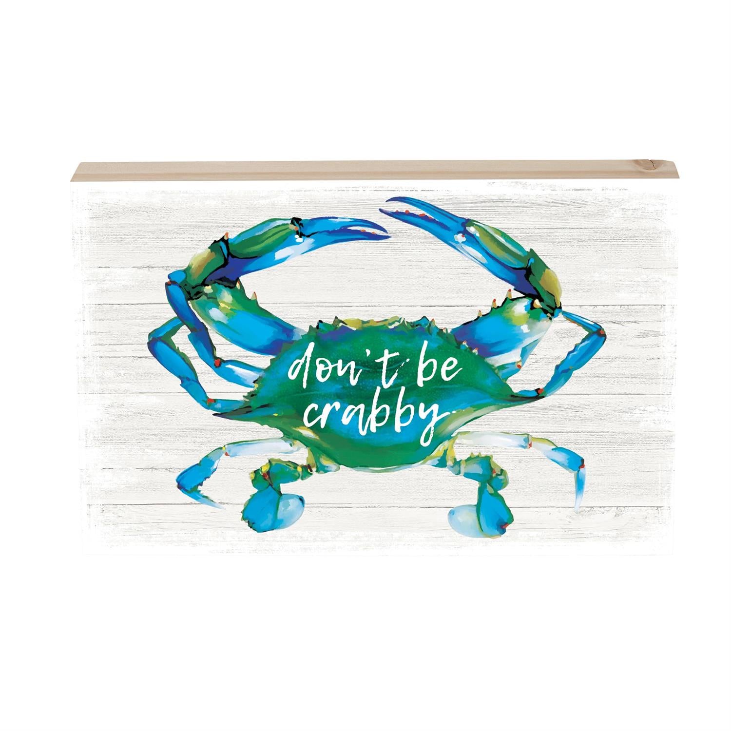 Coastal Sign Wood Block Crabby 12"L x 8"H
