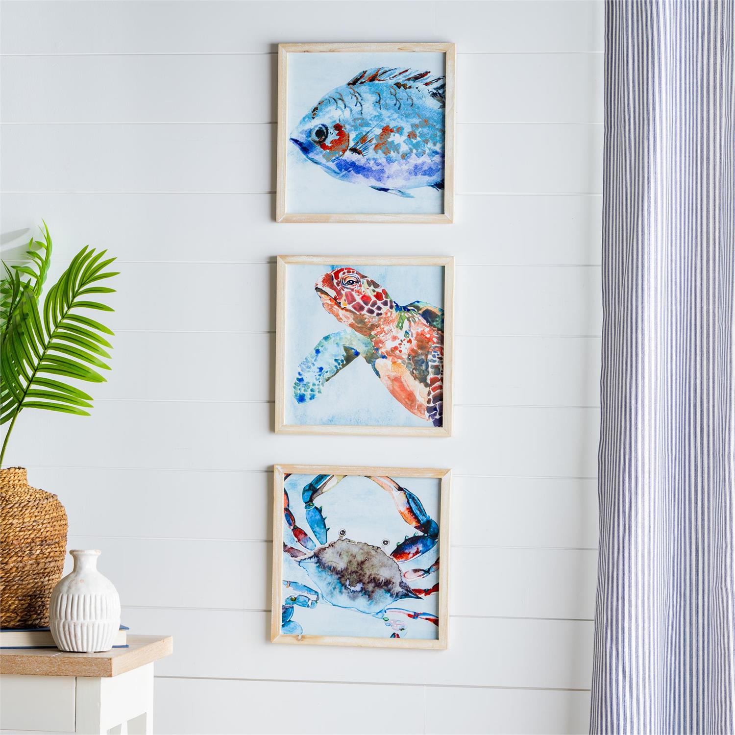 Blue Coastal Indoor Wall Decor, Wood, Sea Creatures