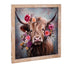 Metal, Yak with Florals Metal with Wooden Frame Wall Art
