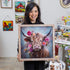 Metal, Yak with Florals Metal with Wooden Frame Wall Art