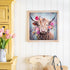 Metal, Yak with Florals Metal with Wooden Frame Wall Art