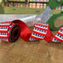 John Mark Star Stripe Print Metallic Wired Ribbon - Red, 4" x 10 yd