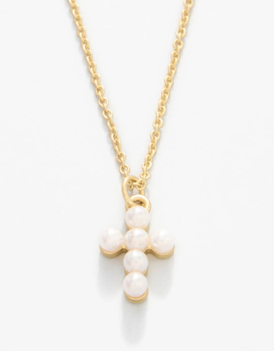 Spartina SLV Necklace 18" Faith/Pearl Cross Gold by Spartina 449