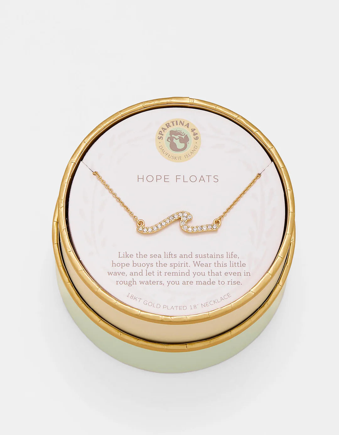 Spartina SLV Necklace 18" Hope Floats/Wave Gold
