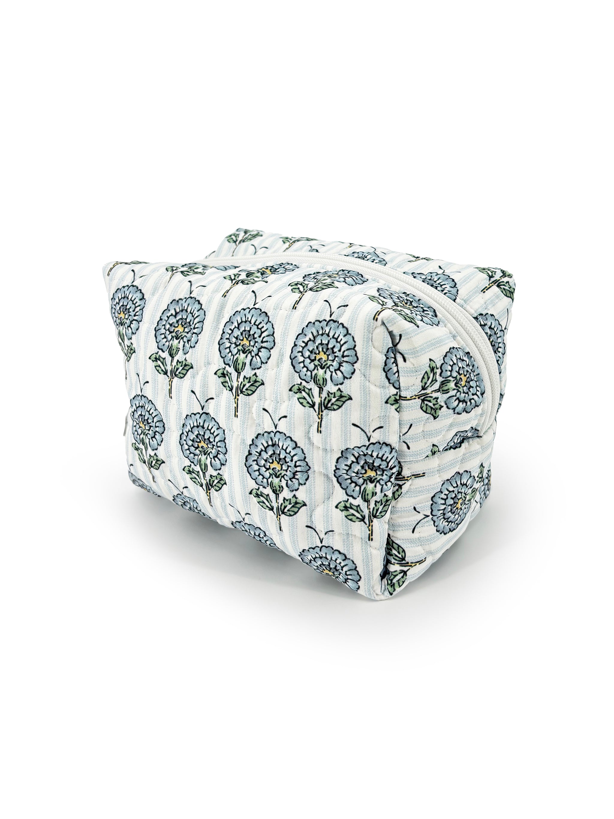 Ida Mae June Floral Blue Quilted Large Makeup Bag - view 1 of 2