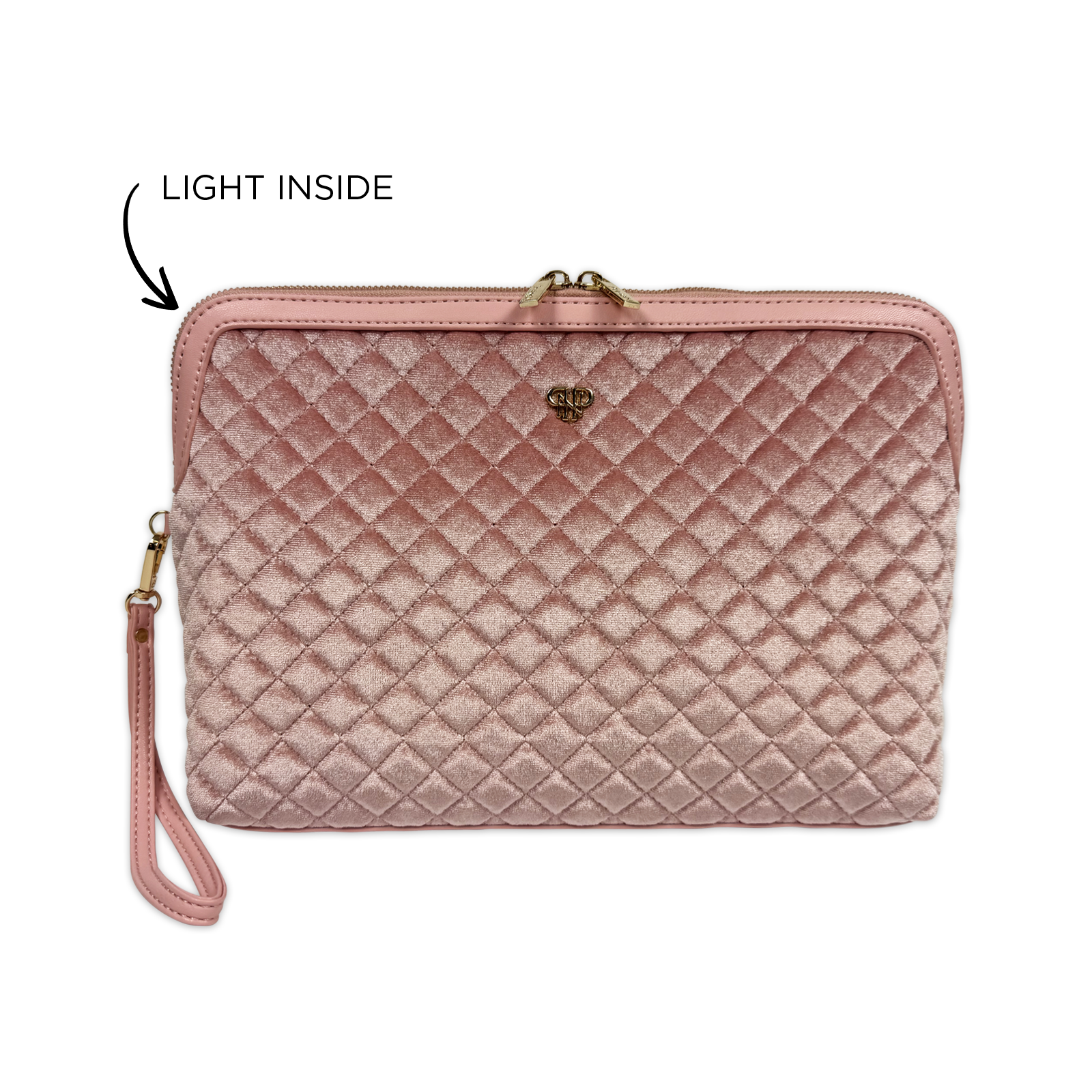 PurseN LITT Makeup Case - Blush Velvet Quilted - A. Dodson's