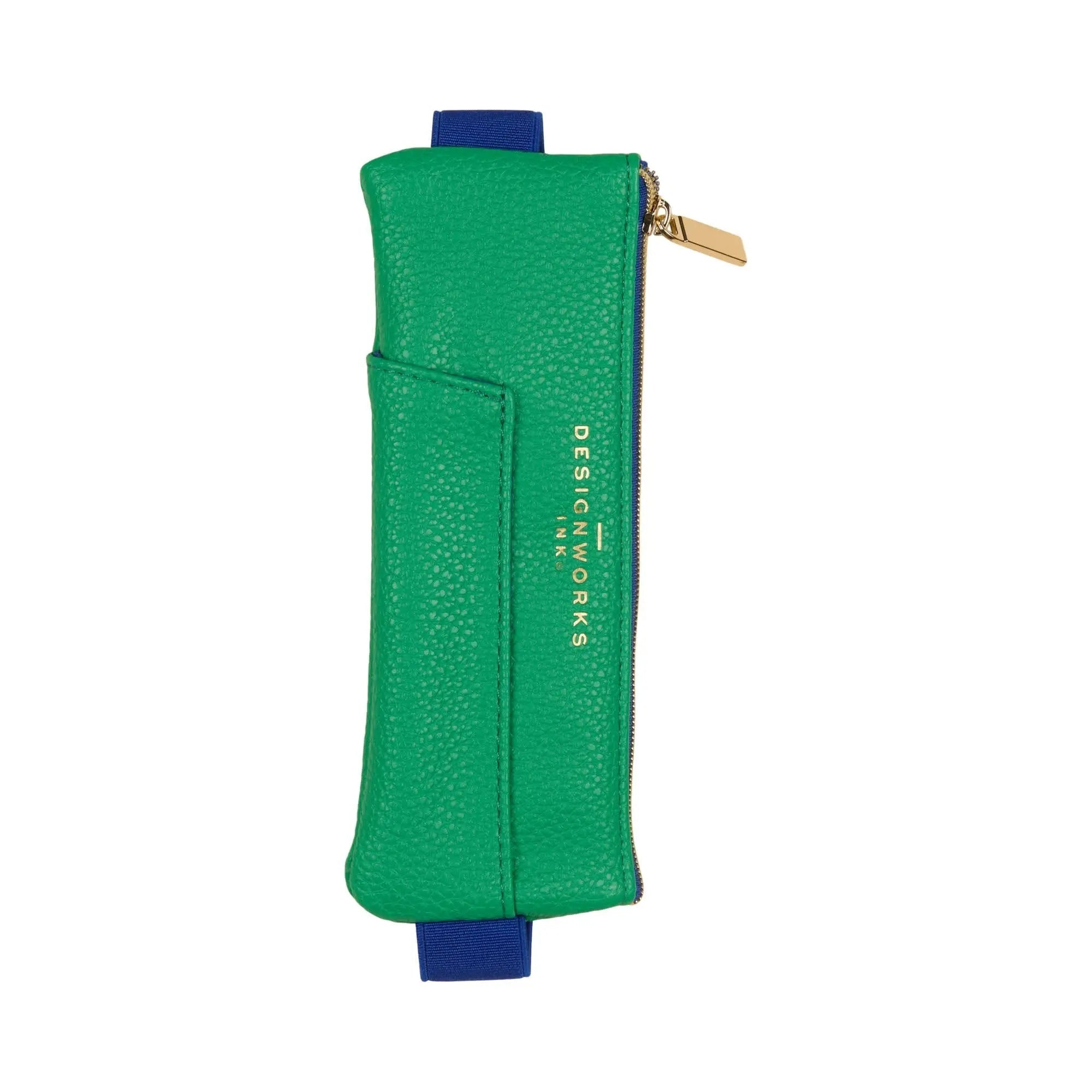 Vegan Leather Pen Pouch - Bright Green + Navy - A. Dodson's