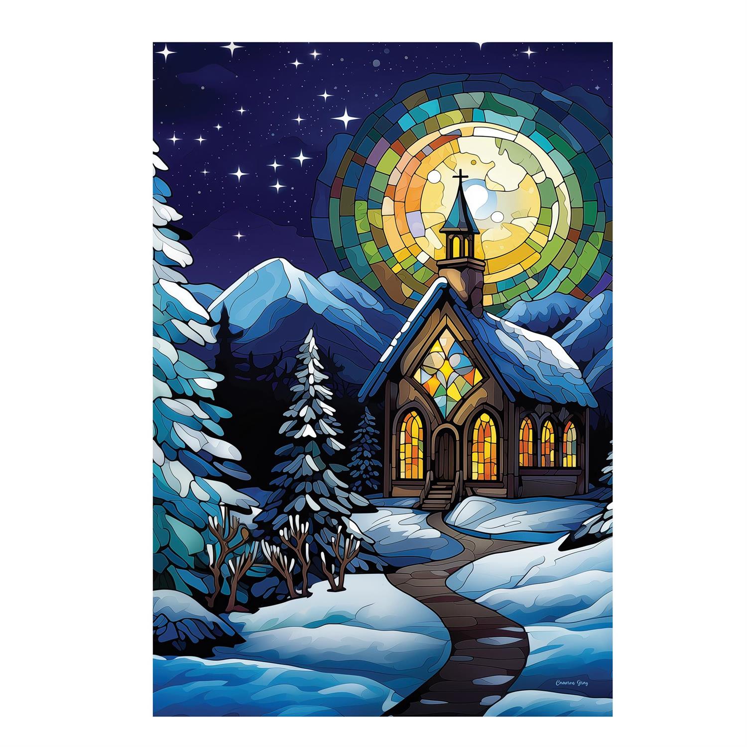 Stained Glass Church Lustre Garden Flag