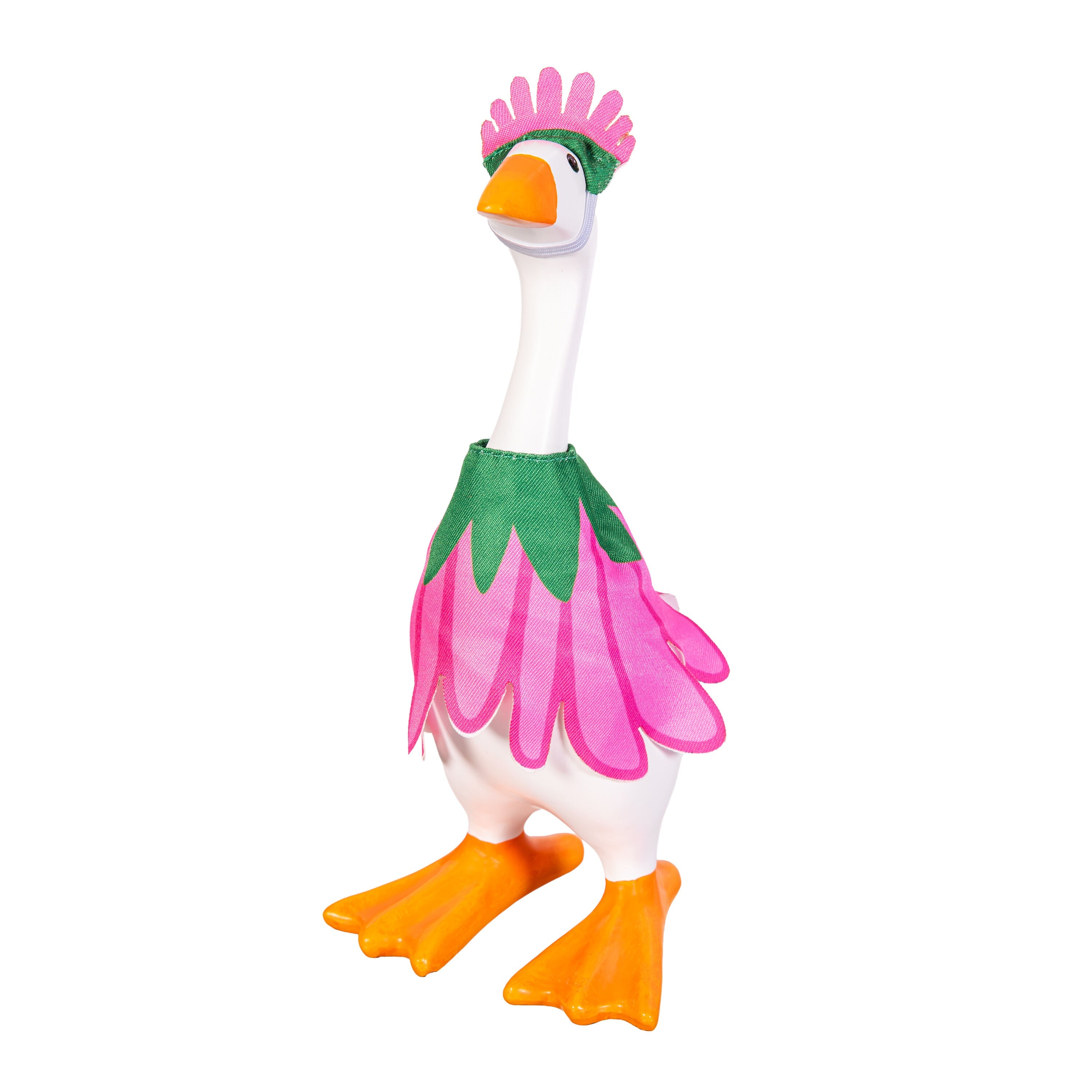 Tabletop fabric Gordy goose wearing the Flower accessory set