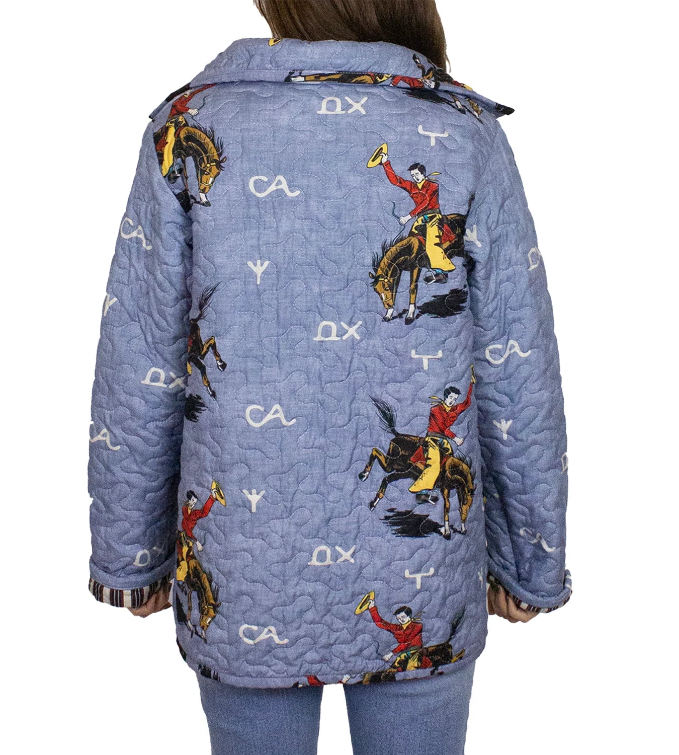 Ida Mae Lazy J Chambray Quilted Snap Jacket
