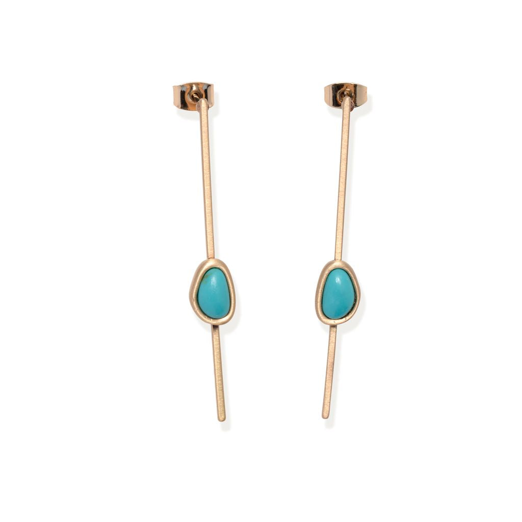 Alice - Gold Bar Turquoise Stone Earring