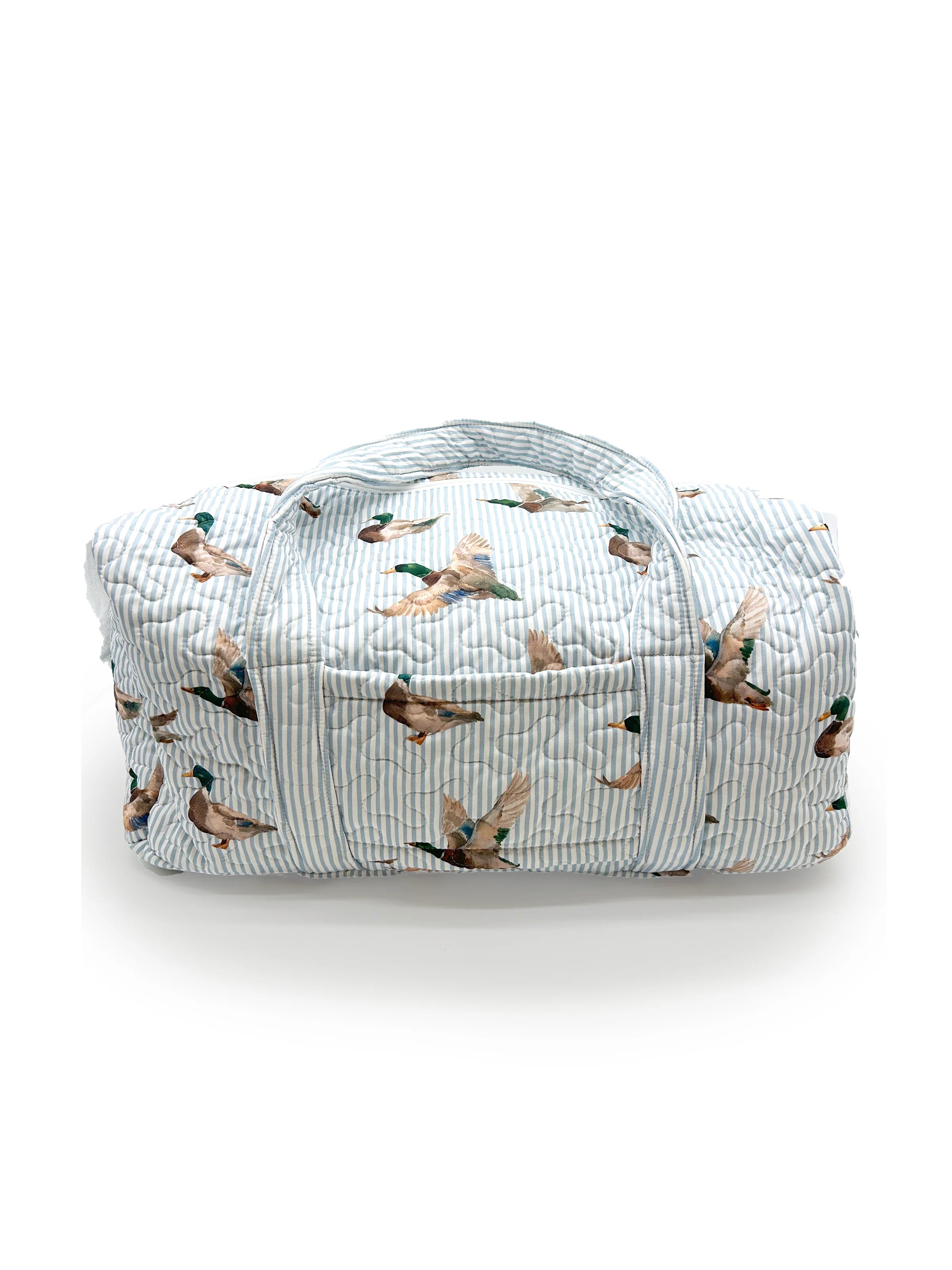 Ida Mae Mallory Ducks Blue Quilted Duffle Bag