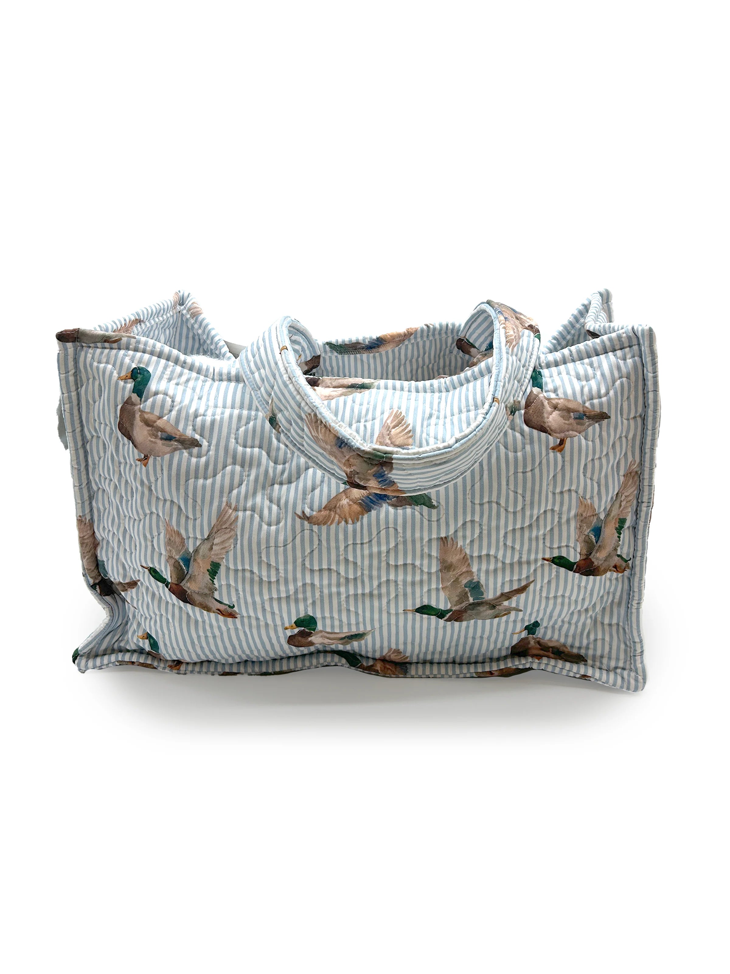 Ida Mae Mallory Ducks Blue Quilted Tote Bag