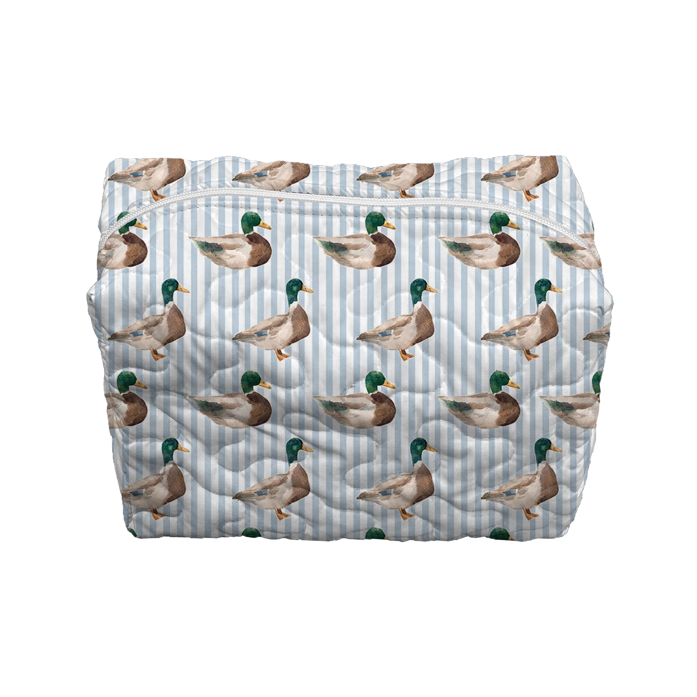 Ida Mae Mallory Ducks Icon Blue Quilted Large Makeup Bag