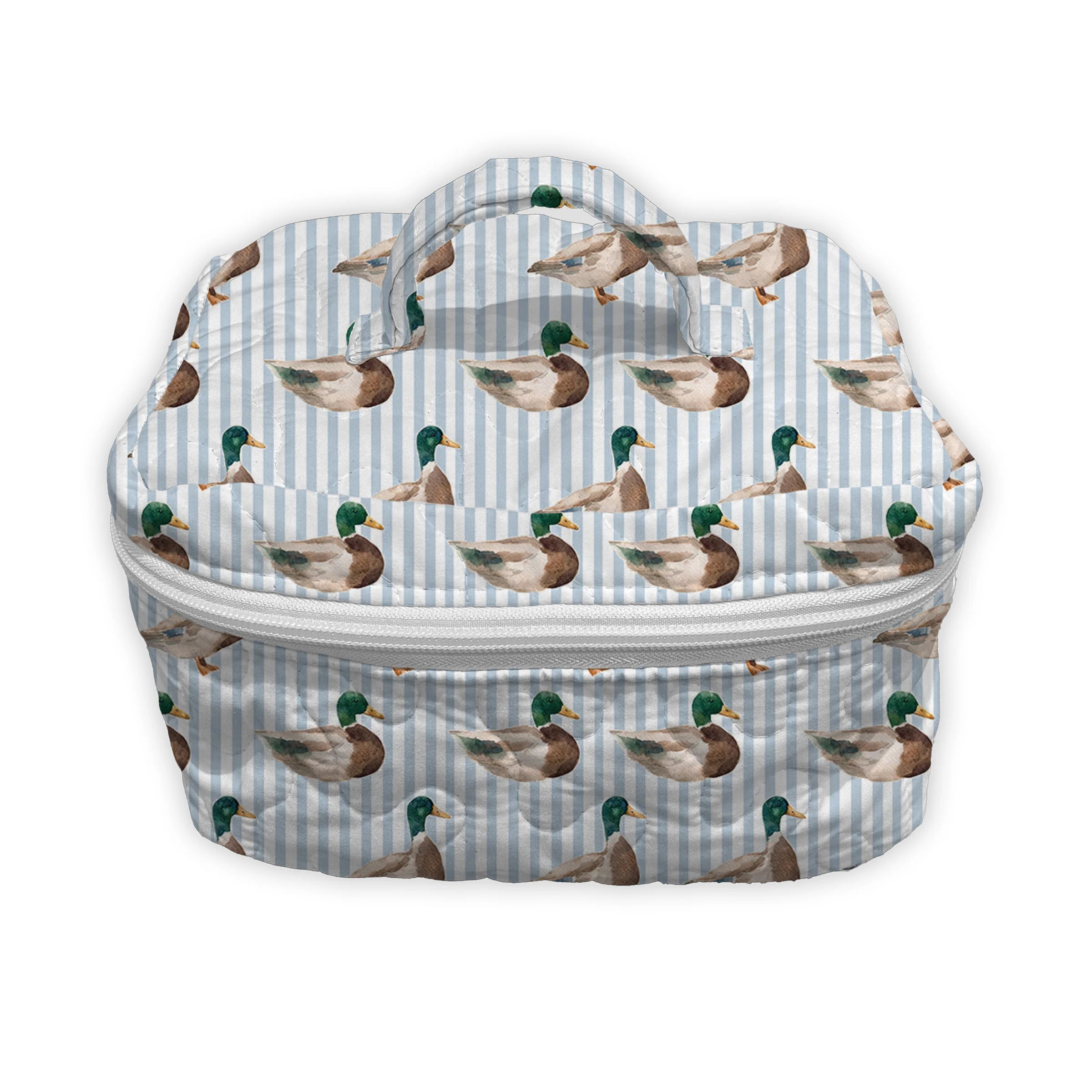 Ida Mae Mallory Ducks Icon Blue Quilted Travel Case
