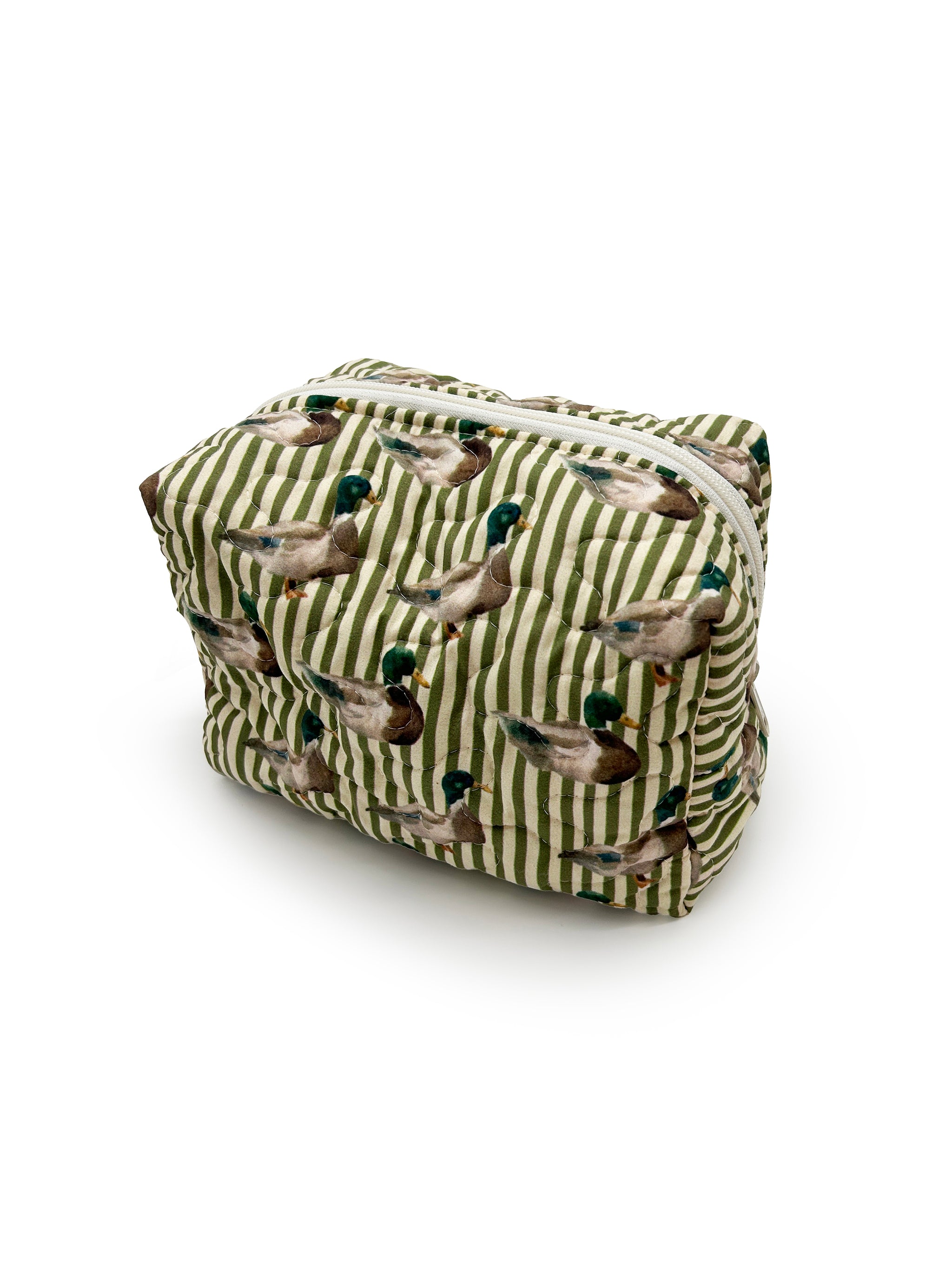Ida Mae Mallory Ducks Icon Olive Linen Quilted Large Makeup Bag - view 1 of 2